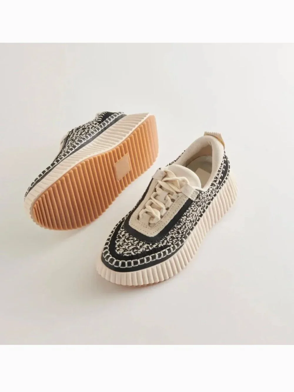 dolce vita dolen crochet sneakers black & cream Sz 8.5 - Picture 11 of 11